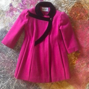 Vintage Pink Black Elegant Rothschild Wool Peacoat (39)